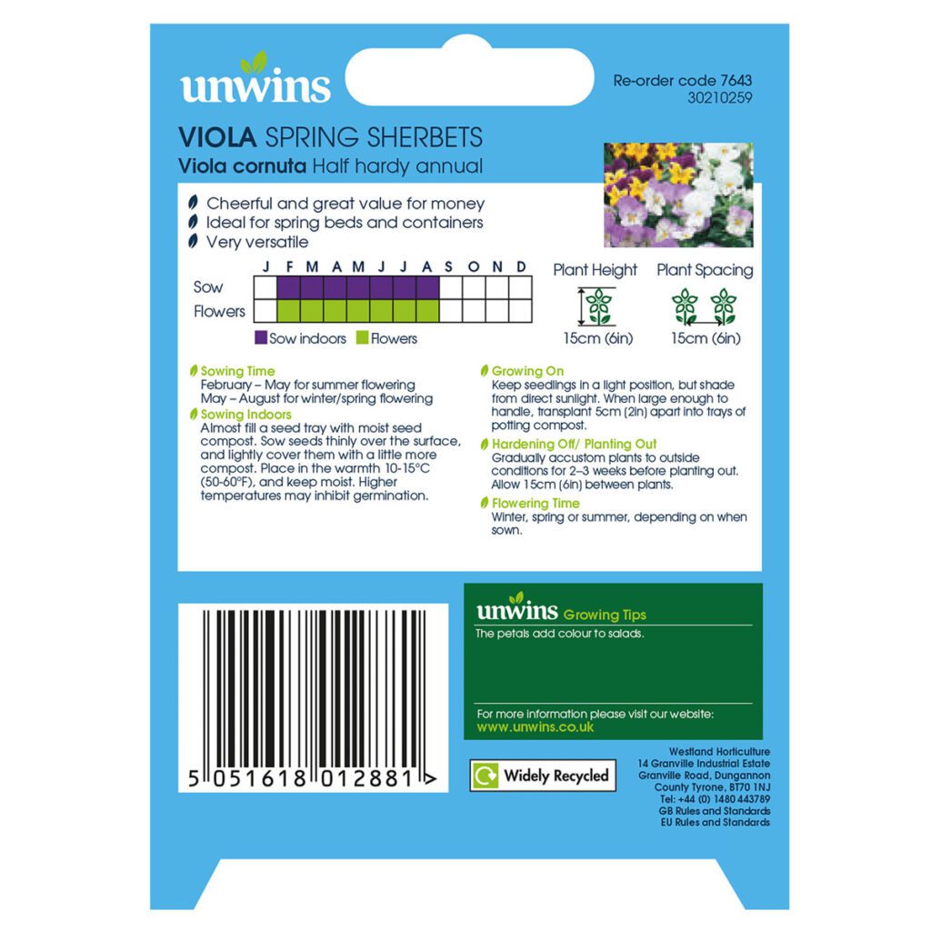 Unwins Viola Spring Sherbets Seeds 5051618012881 2